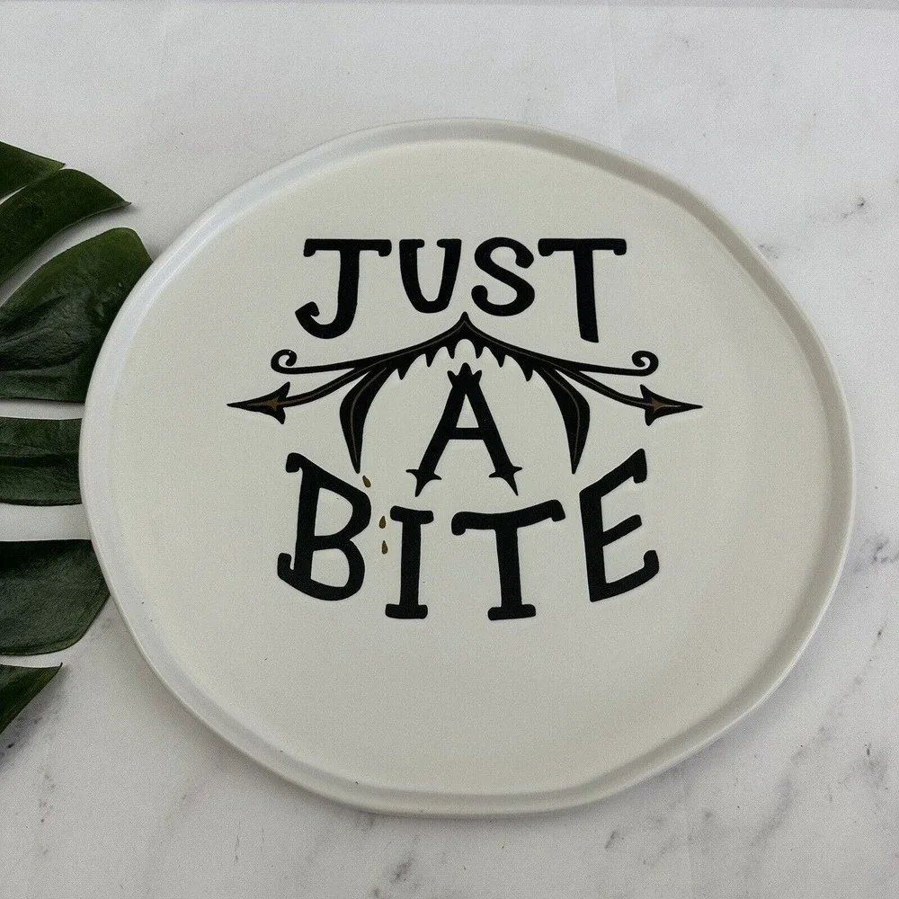 Threshold Target Halloween Just A Bite Platter Plate New Black Gray Vampire
